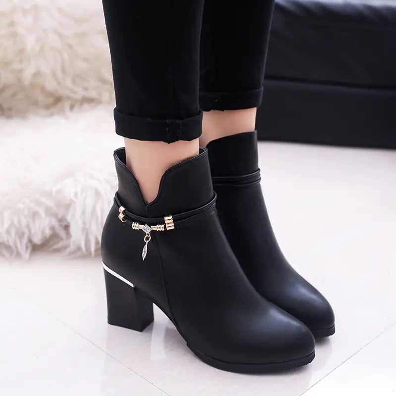 Chunky Heel Women's Round Toe Martin Boots