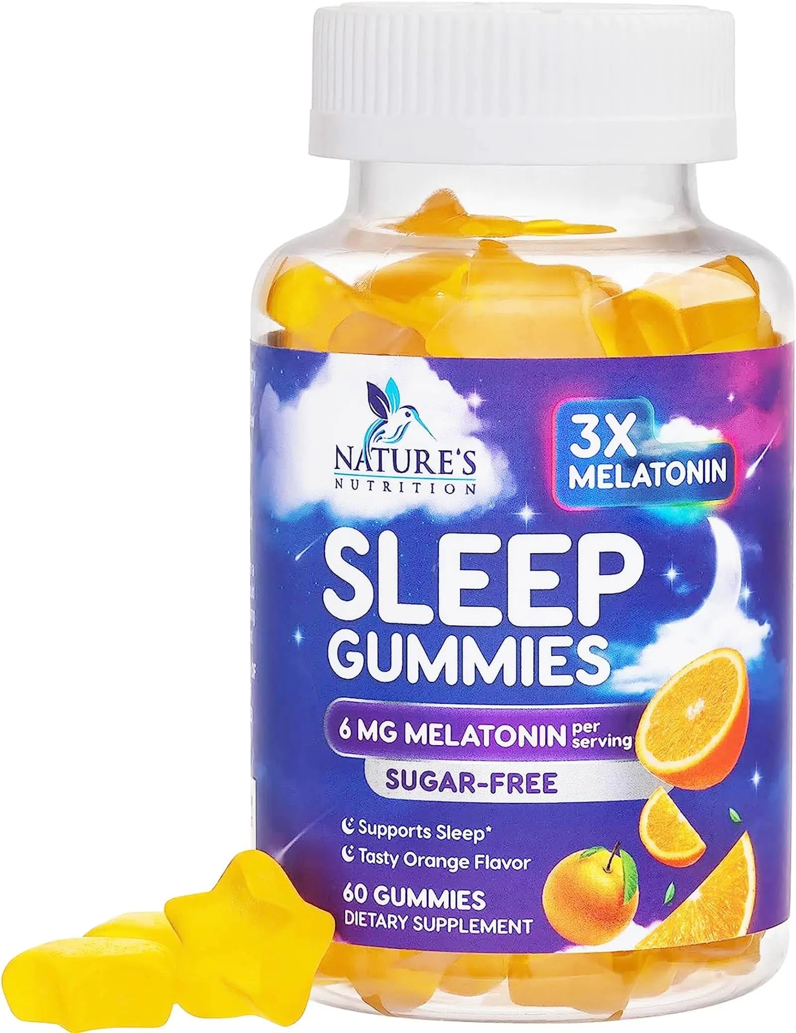 Melatonin Sleep Gummies Sugar Free - Natural Melatonin Sleep Gummies for Adults Extra Strength Sleep Gummy Supplements Sleeping Support Vitamin Dietary Supplement Vegan 6 mg - 60 Sleep Gummies