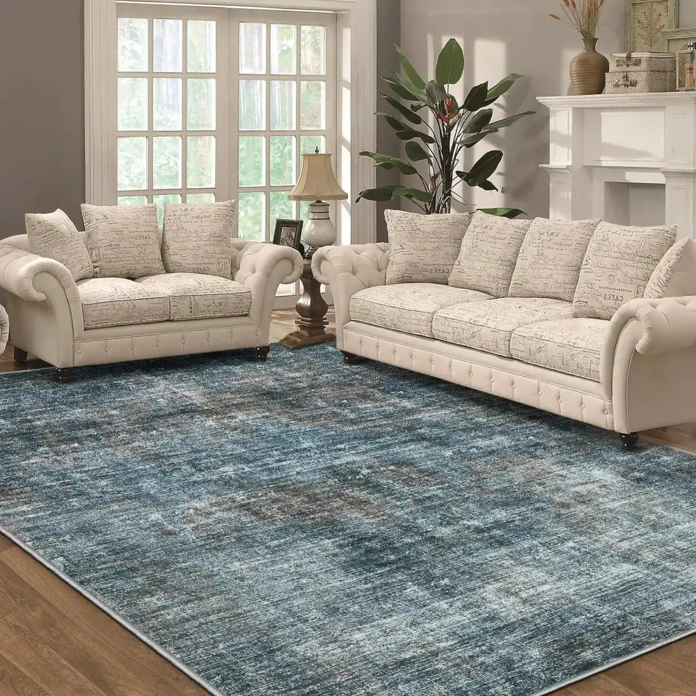 yicriahn Area Rugs 9x12 for Living Room - Foldable Low Pile Machine Washable Rugs 9x12 Non-Slip Vintage Abstract 9x12 Rug for Living Room Bedroom Pet & Child Friendly