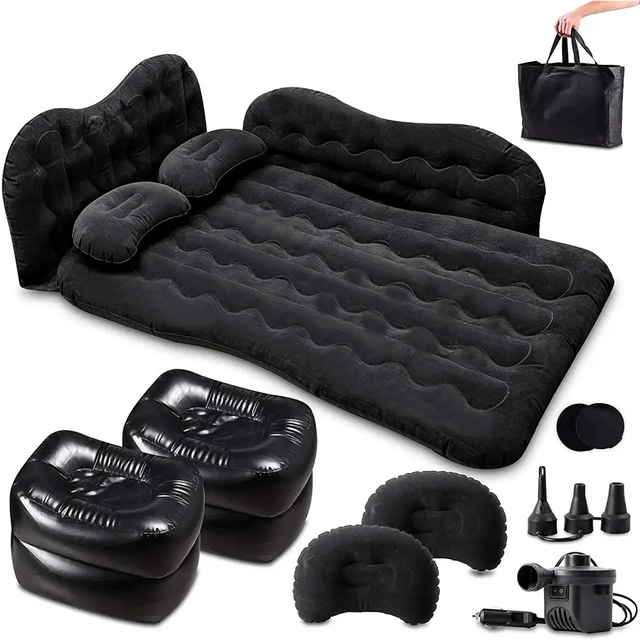 Zento Deals Bed for Car Inflatable Car Air Mattress Camping Bed Back Seat Mattress – Portable Travel Bed with Pillows – Travel Camping Sleeping Outdoor Bed – Universal Car SUV Truck and RV… (Pack 1)