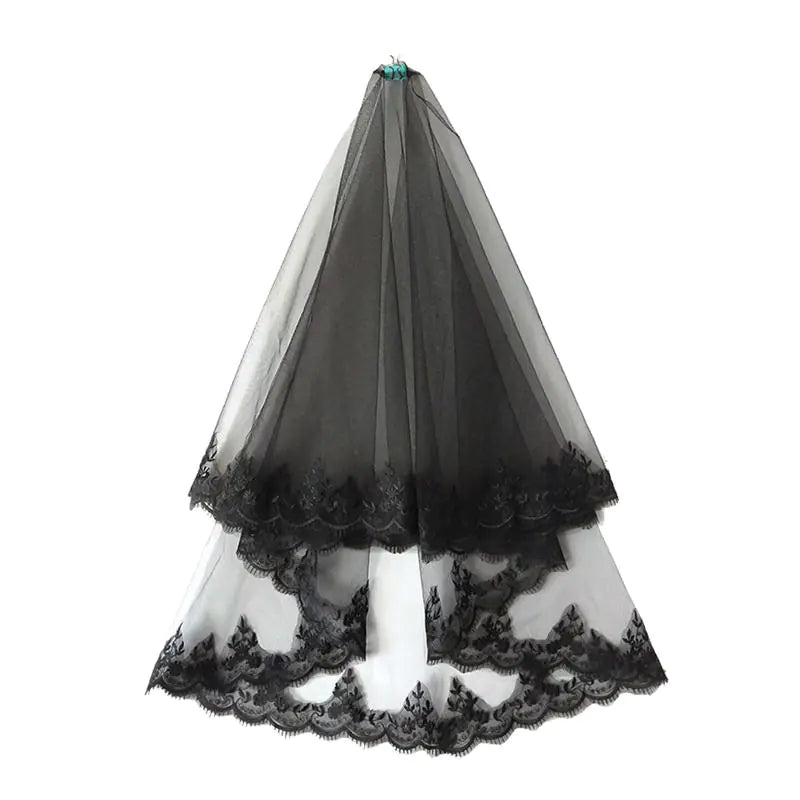 Vintage Black Bridal Veil Headpiece for Weddings - Joomcy
