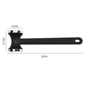 Black meat mallet with a chrome-finished, spiked head and a long handle.