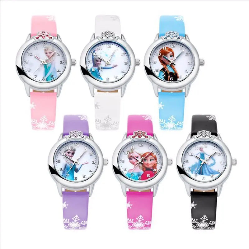 Cute Frozen Cartoon Kids' Watch with Leather Strap - Joomcy