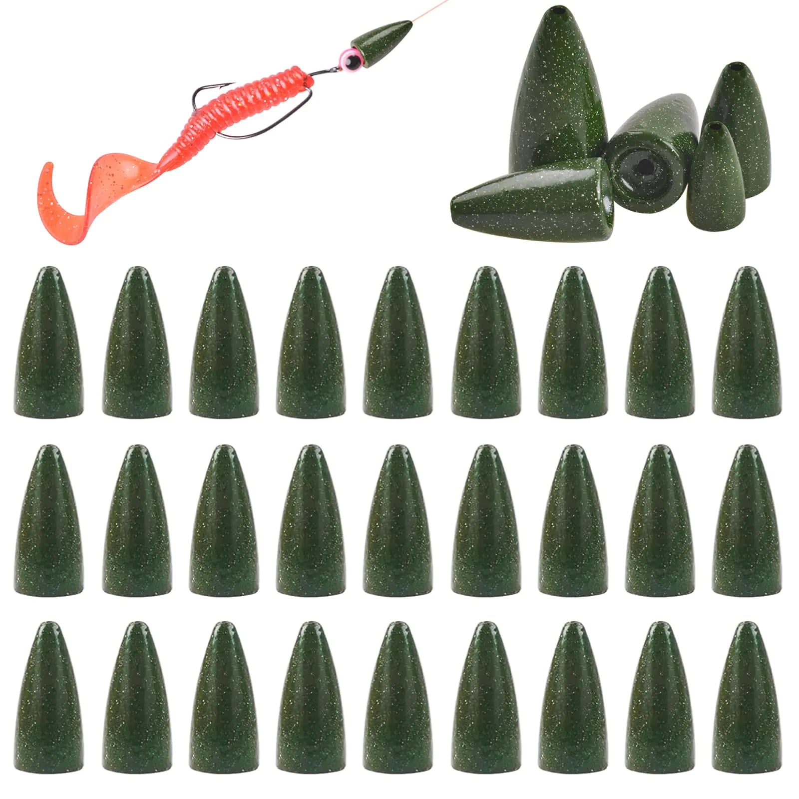 Fishing Weights Sinkers Bullet Fishing Weights Worm Sinkers Painted Slip Sinkers for Bass Fishing Texas Rigs Carolina Rigs Saltwater Freshwater Fishing Tackle